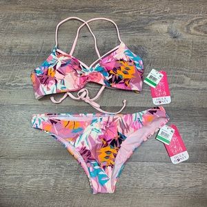COPY - Strappy Bikini Set Large Pink Leaf
